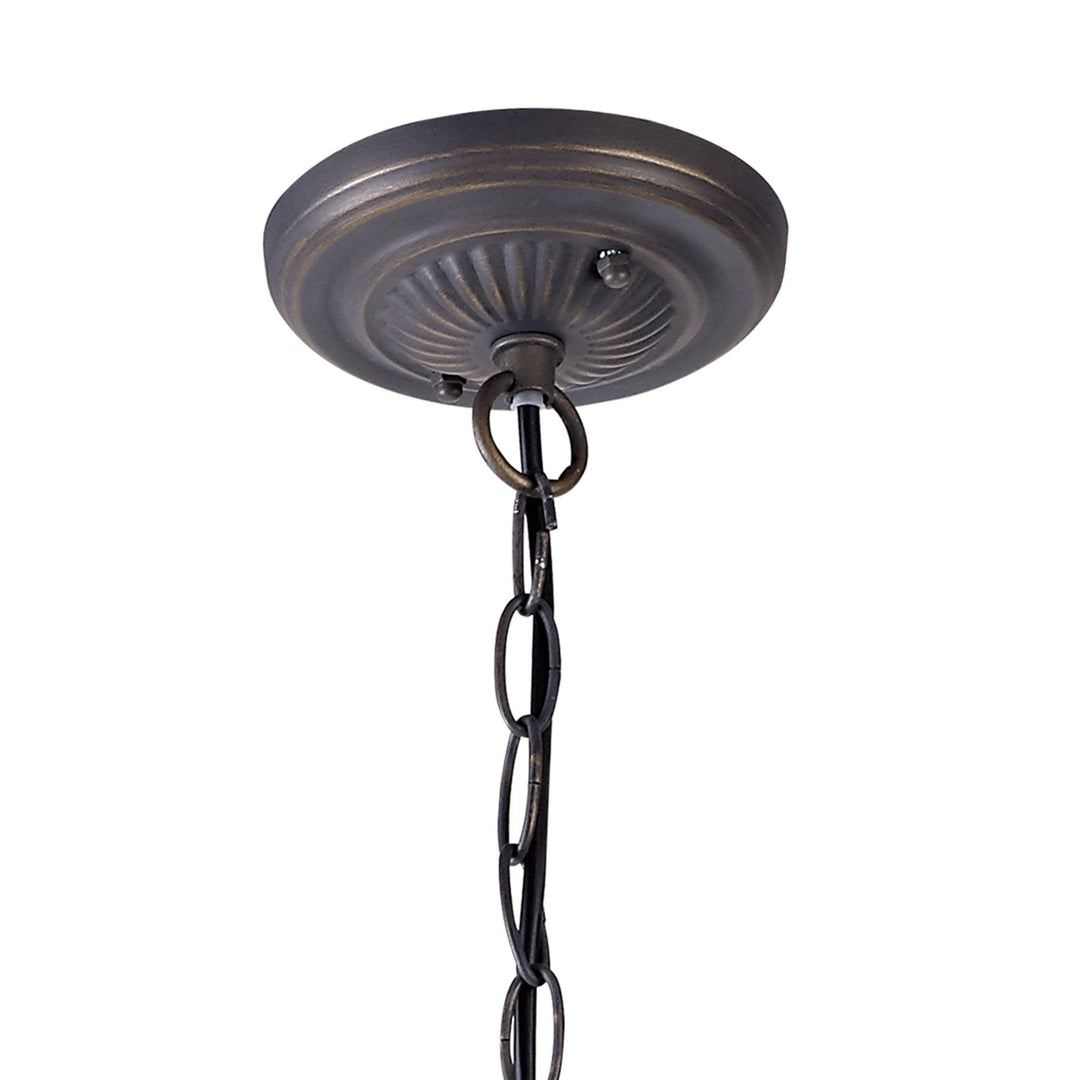 Nelson Lighting NLK00689 Heidi 2 Light Down Lighter Pendant With 30cm Tiffany Shade Blue/Orange/Antique Brass