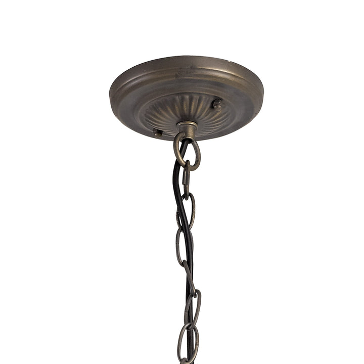 Nelson Lighting NLK00699 Heidi 3 Light Down Lighter Pendant With 30cm Tiffany Shade Blue/Orange/Antique Brass