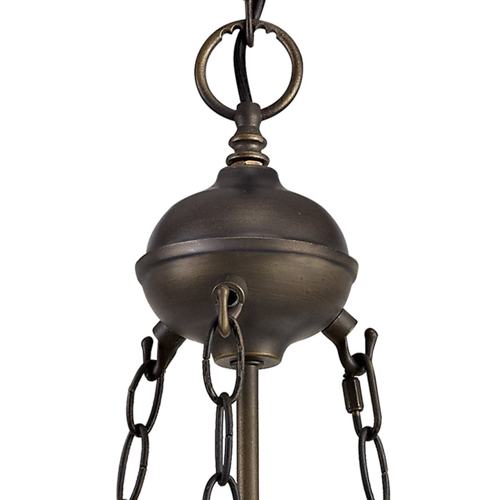 Nelson Lighting NLK00729 Heidi 2 Light Up Lighter Pendant With 30cm Tiffany Shade Blue/Orange/Antique Brass