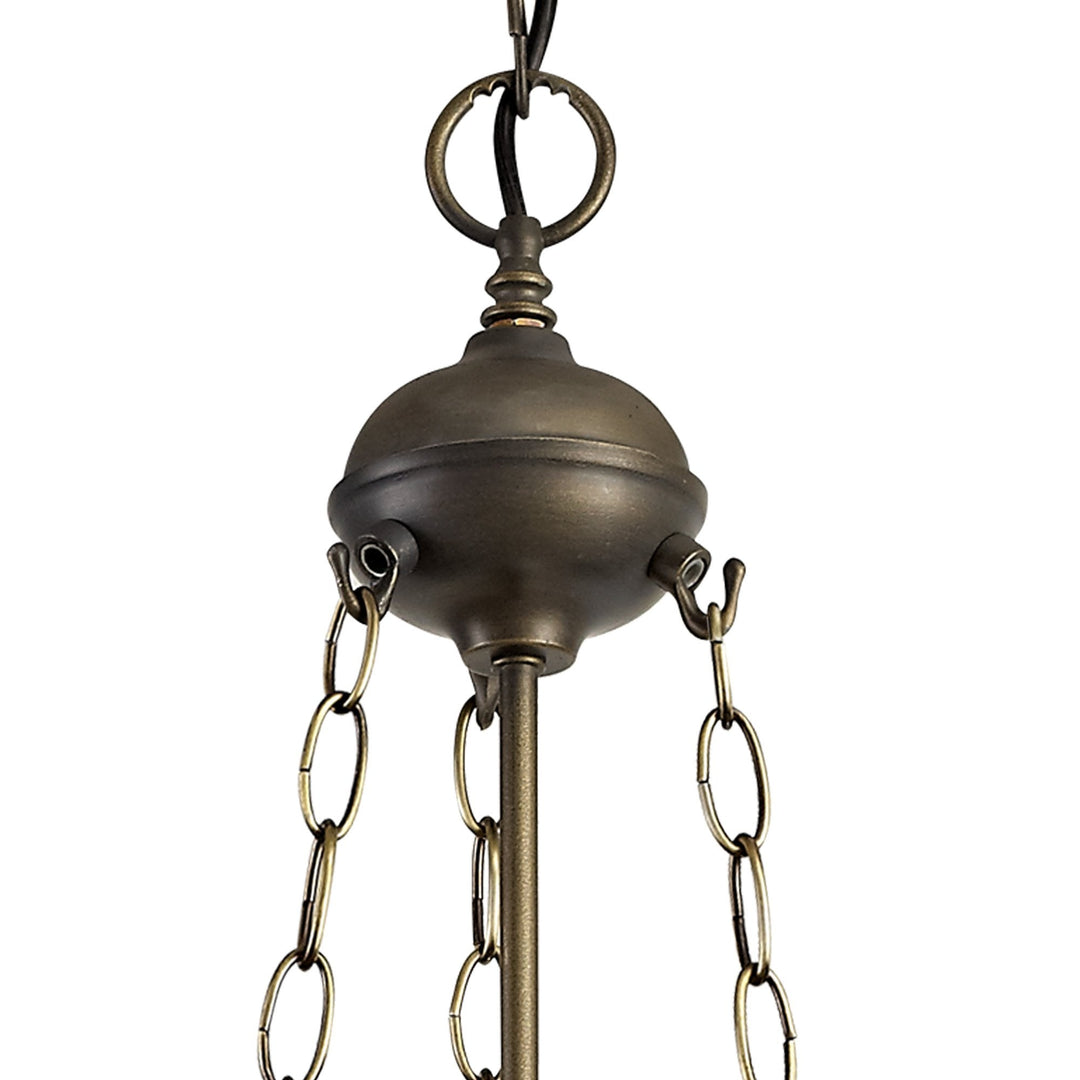 Nelson Lighting NLK00739 Heidi 3 Light Up Lighter Pendant With 30cm Tiffany Shade Blue/Orange/Antique Brass