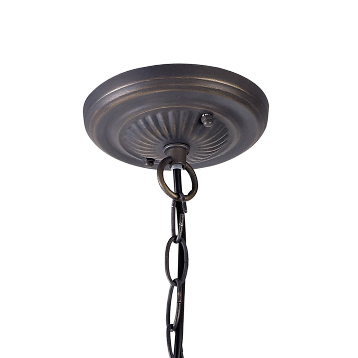 Nelson Lighting NLK00779 Heidi 2 Light Down Lighter Pendant With 40cm Tiffany Shade Blue/Orange/Antique Brass