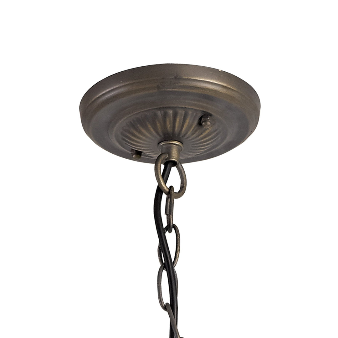 Nelson Lighting NLK00789 Heidi 3 Light Down Lighter Pendant With 40cm Tiffany Shade Blue/Orange/Antique Brass