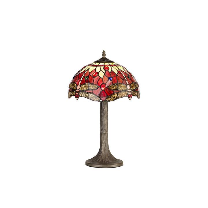 Nelson Lighting NLK00869 Heidi 1 Light Tree Like Table Lamp With 30cm Tiffany Shade Purple/Pink/Antique Brass