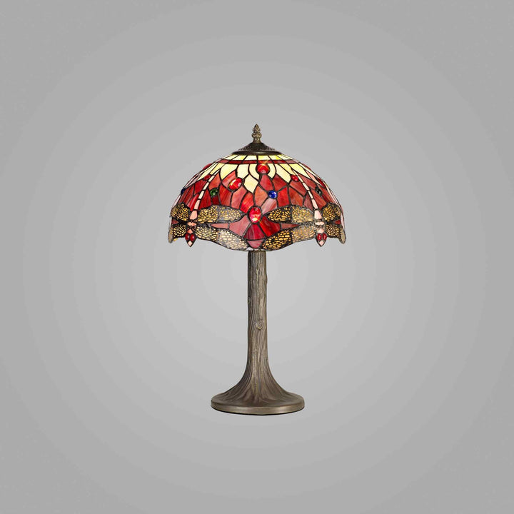 Nelson Lighting NLK00869 Heidi 1 Light Tree Like Table Lamp With 30cm Tiffany Shade Purple/Pink/Antique Brass