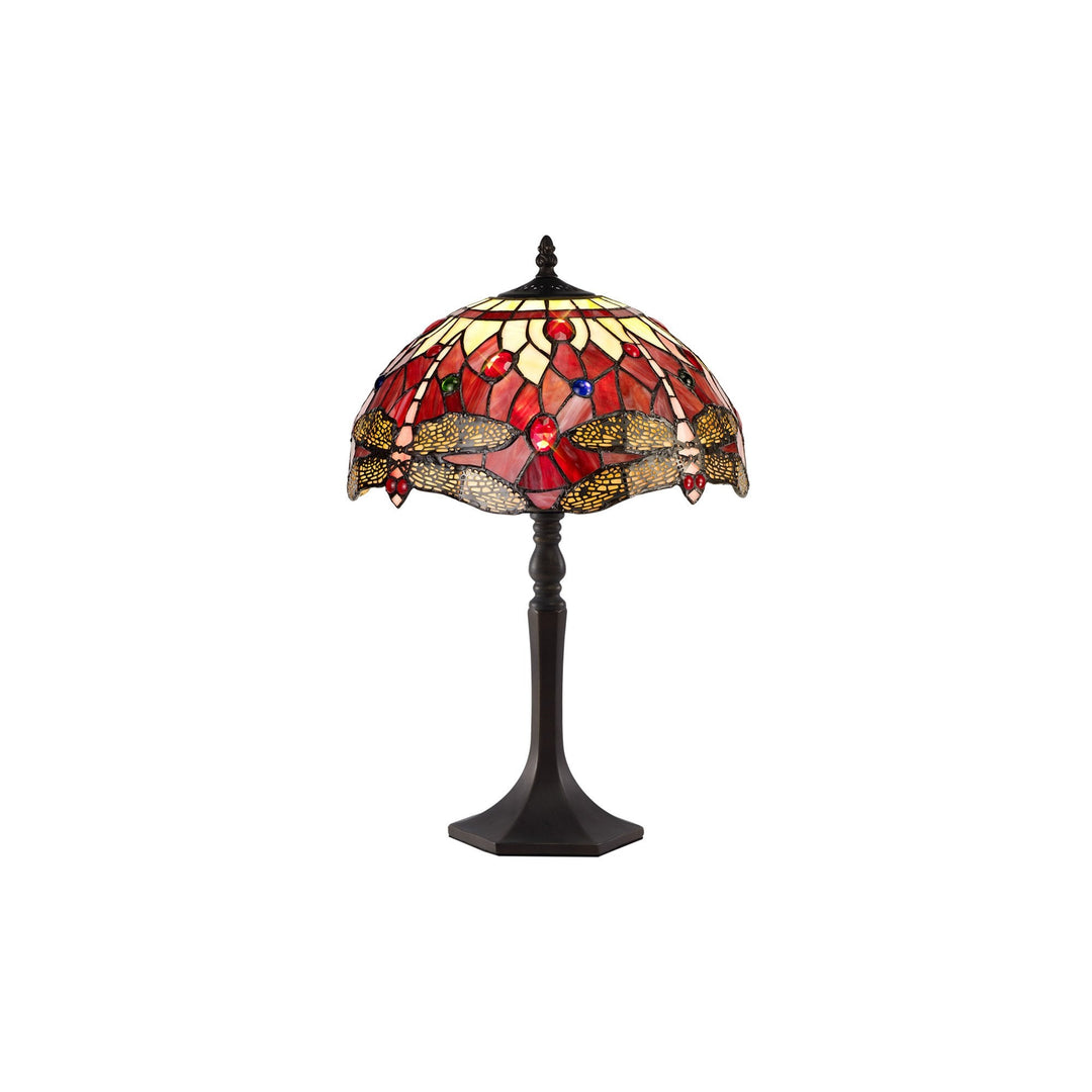 Nelson Lighting NLK00889 Heidi 1 Light Octagonal Table Lamp With 30cm Tiffany Shade Purple/Pink/Antique Brass
