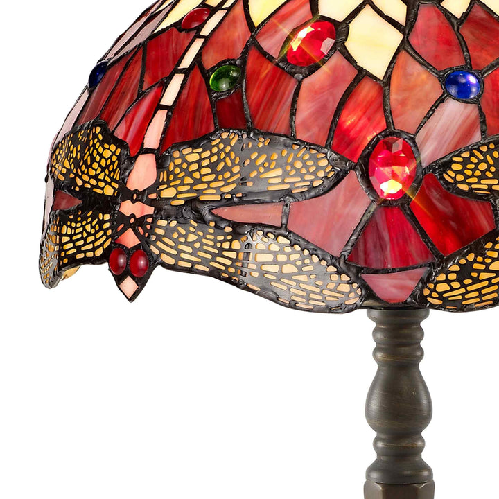 Nelson Lighting NLK00889 Heidi 1 Light Octagonal Table Lamp With 30cm Tiffany Shade Purple/Pink/Antique Brass