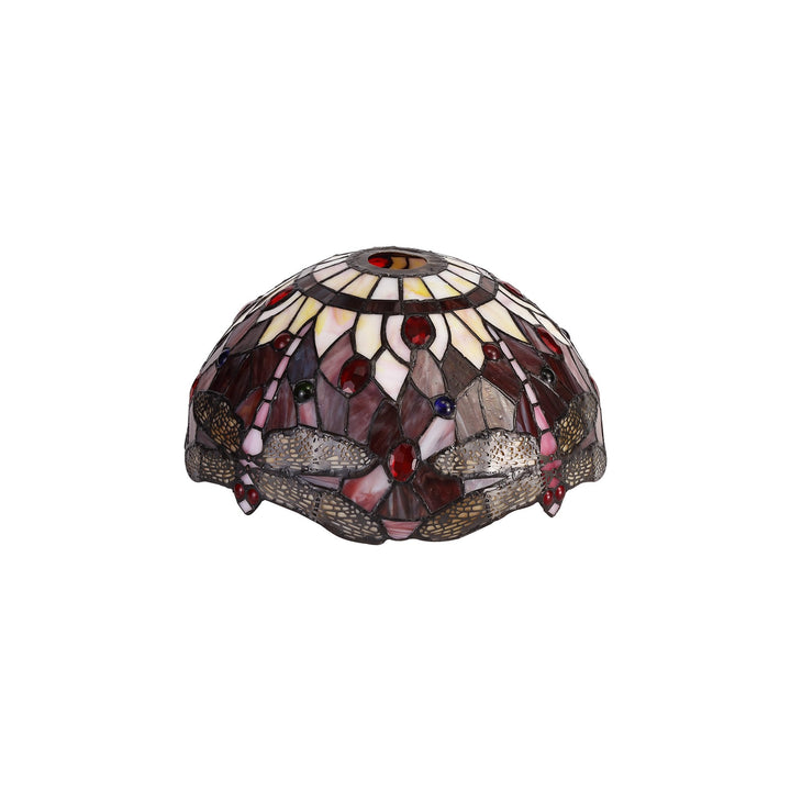 Nelson Lighting NLK00909 Heidi 2 Light Down Lighter Pendant With 30cm Tiffany Shade Purple/Pink/Antique Brass