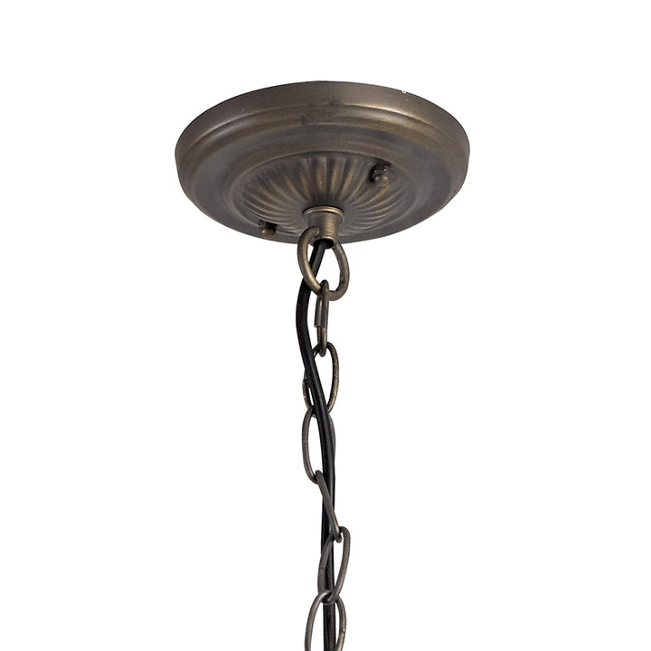 Nelson Lighting NLK00919 Heidi 3 Light Down Lighter Pendant With 30cm Tiffany Shade Purple/Pink/Antique Brass