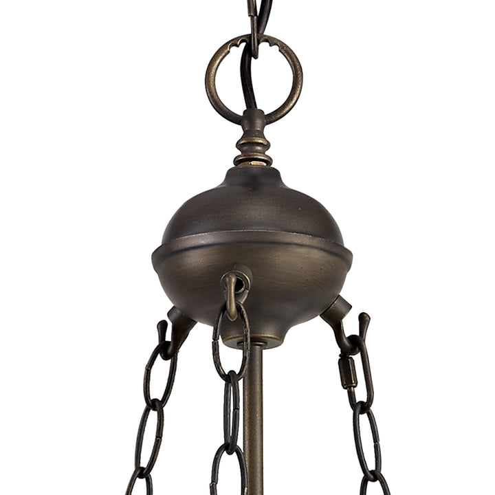 Nelson Lighting NLK00949 Heidi 2 Light Up Lighter Pendant With 30cm Tiffany Shade Purple/Pink/Antique Brass