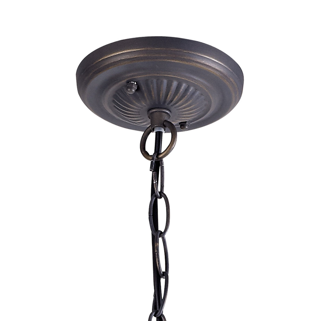 Nelson Lighting NLK00999 Heidi 1 Light Down Lighter Pendant With 40cm Tiffany Shade Purple/Pink/Antique Brass