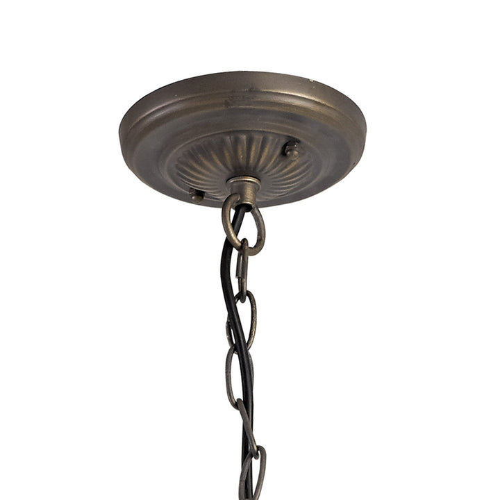 Nelson Lighting NLK01019 Heidi 3 Light Down Lighter Pendant With 40cm Tiffany Shade Purple/Pink/Antique Brass