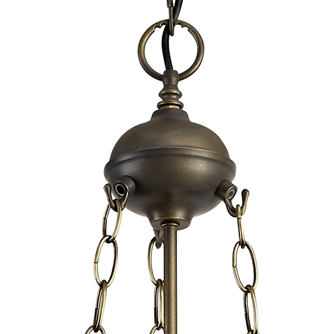 Nelson Lighting NLK01039 Heidi 3 Light Up Lighter Pendant With 40cm Tiffany Shade Purple/Pink/Antique Brass