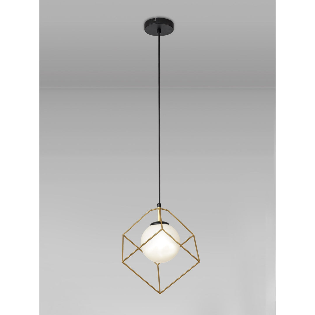 Nelson Lighting NL84839 Helma Single Pendant Adjustable Matt Black/Painted Gold