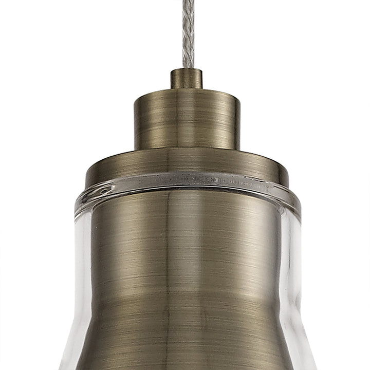 Nelson Lighting NL77739 Hoister Pendant 1 Light Antique Brass/Clear Glass