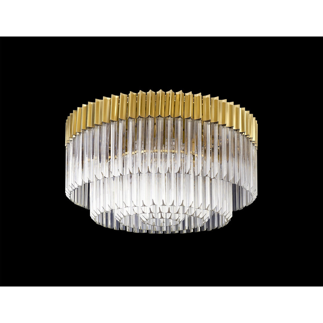 Nelson Lighting NL82299 Kobra Ceiling Round 12 Light Brass/Clear Glass