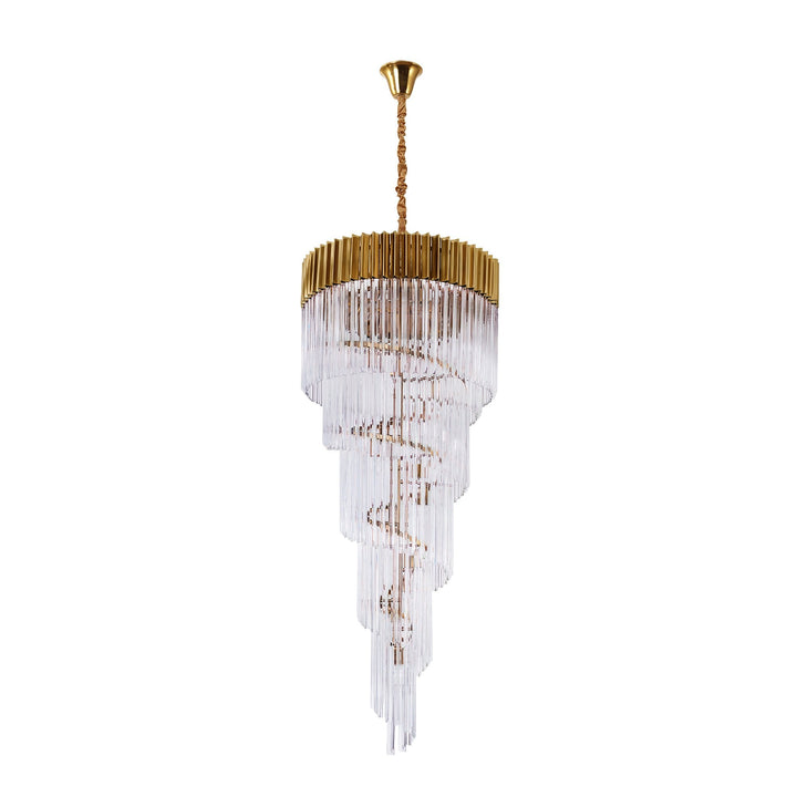 Nelson Lighting NL82319 Kobra Pendant Round 5 Tier 23 Light Brass/Clear Glass