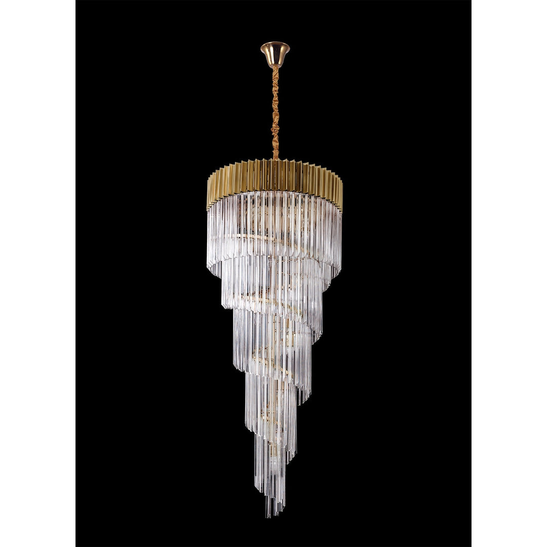 Nelson Lighting NL82319 Kobra Pendant Round 5 Tier 23 Light Brass/Clear Glass