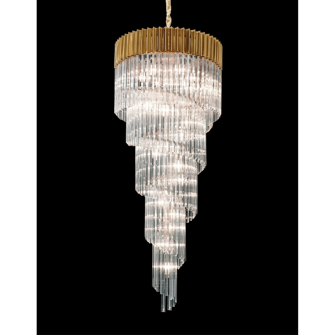 Nelson Lighting NL82319 Kobra Pendant Round 5 Tier 23 Light Brass/Clear Glass