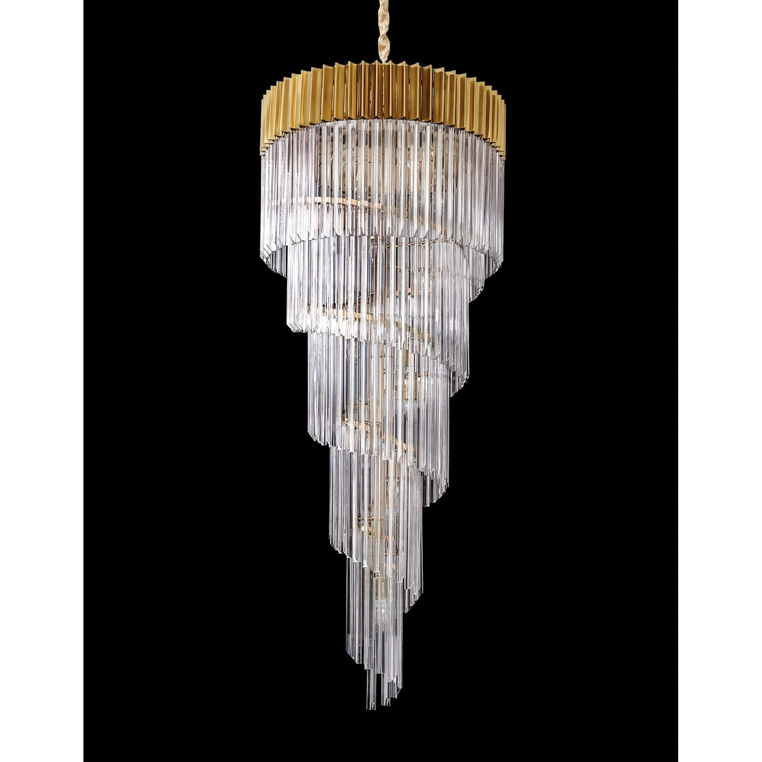 Nelson Lighting NL82319 Kobra Pendant Round 5 Tier 23 Light Brass/Clear Glass