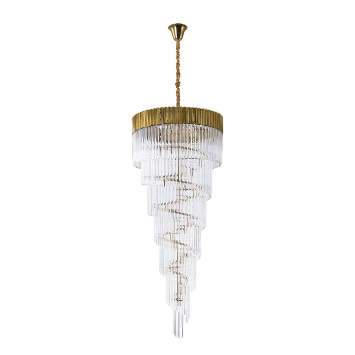 Nelson Lighting NL82329 Kobra Pendant Round 7 Tier 31 Light Brass/Clear Glass