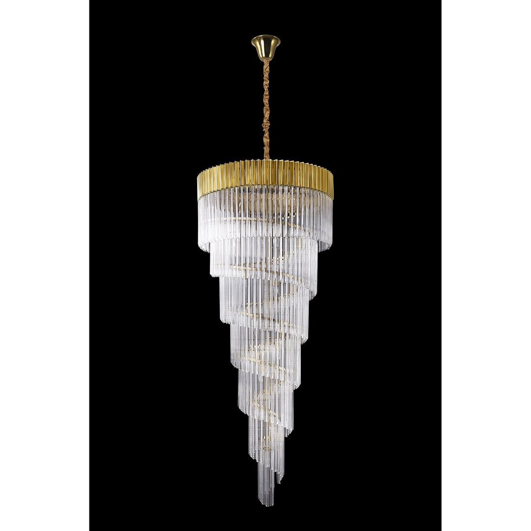 Nelson Lighting NL82329 Kobra Pendant Round 7 Tier 31 Light Brass/Clear Glass