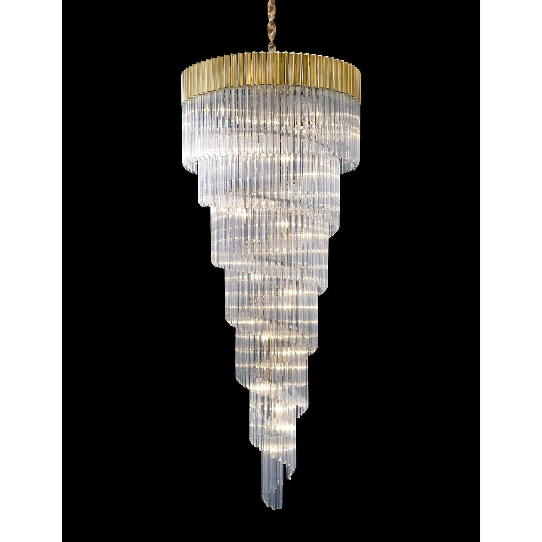 Nelson Lighting NL82329 Kobra Pendant Round 7 Tier 31 Light Brass/Clear Glass