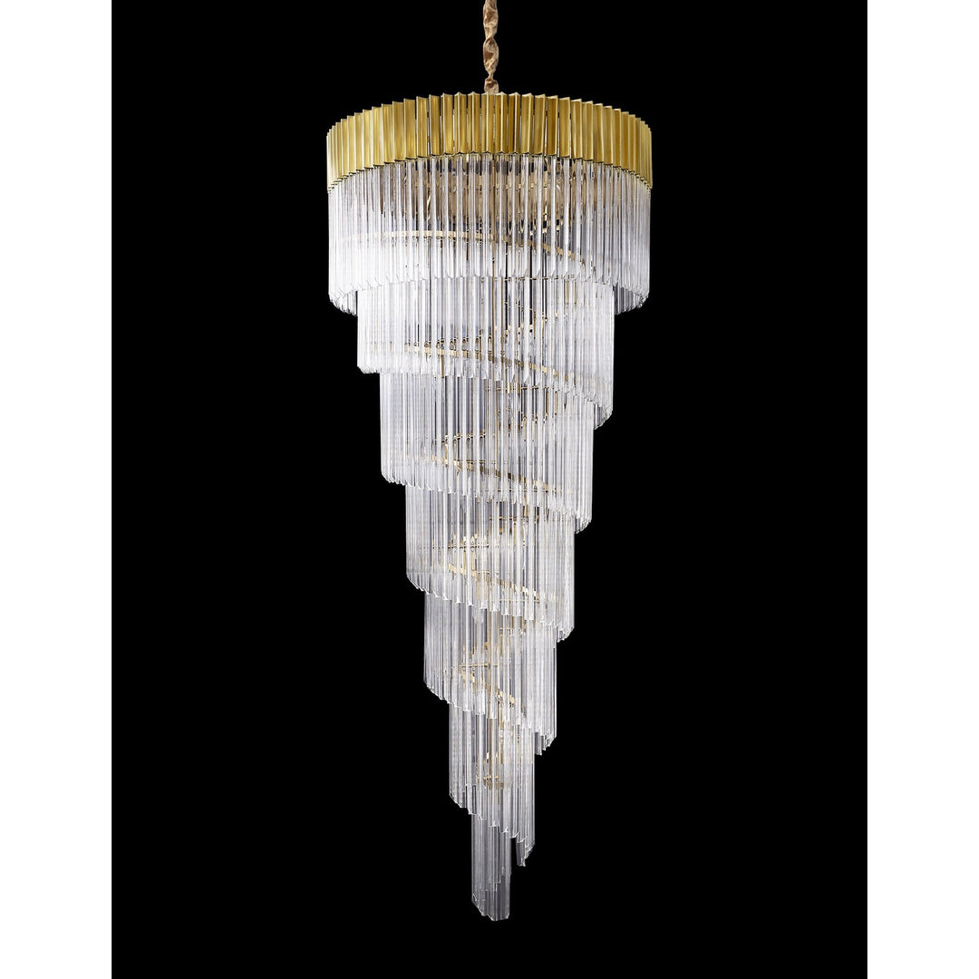 Nelson Lighting NL82329 Kobra Pendant Round 7 Tier 31 Light Brass/Clear Glass