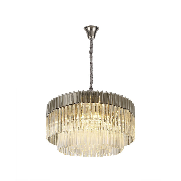 Nelson Lighting NL82359 Kobra Pendant Round 12 Light Polished Nickel/Clear Glass