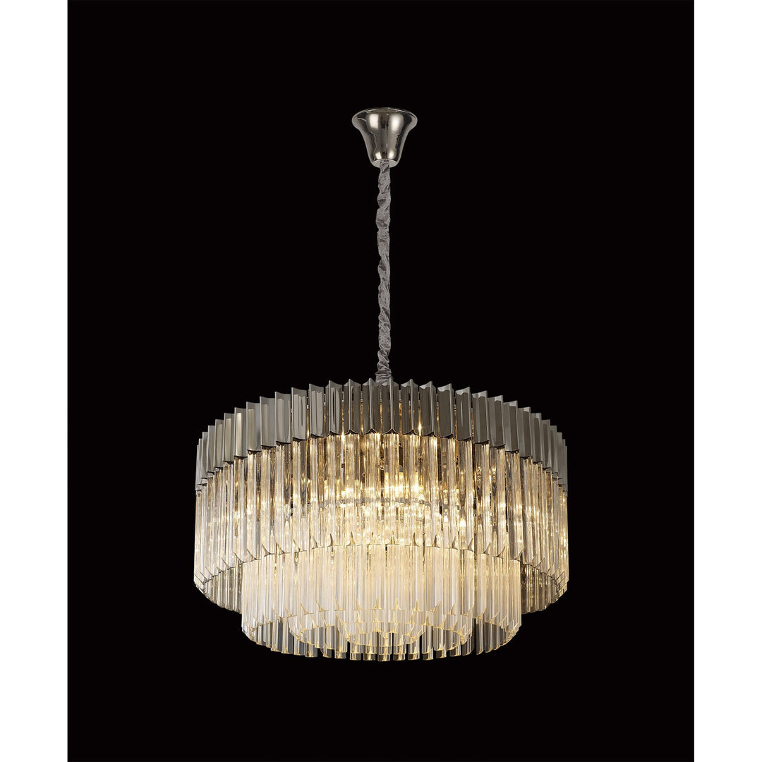 Nelson Lighting NL82359 Kobra Pendant Round 12 Light Polished Nickel/Clear Glass