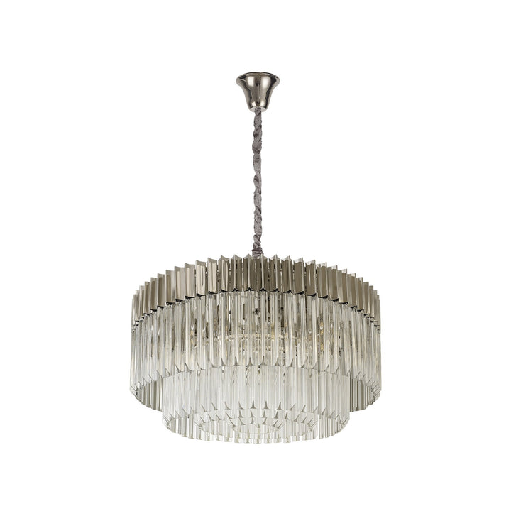 Nelson Lighting NL82359 Kobra Pendant Round 12 Light Polished Nickel/Clear Glass