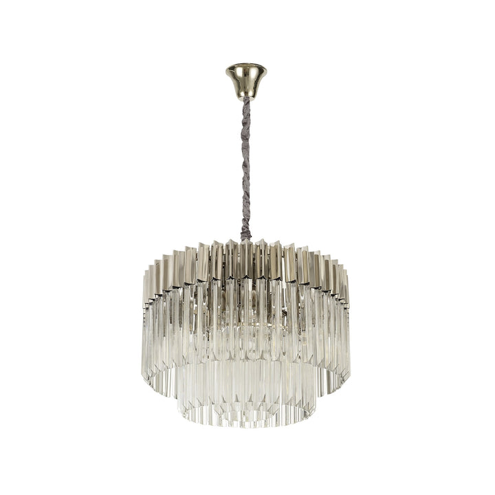 Nelson Lighting NL82369 | Kobra Pendant Round 8 Light | Polished Nickel/Clear Glass