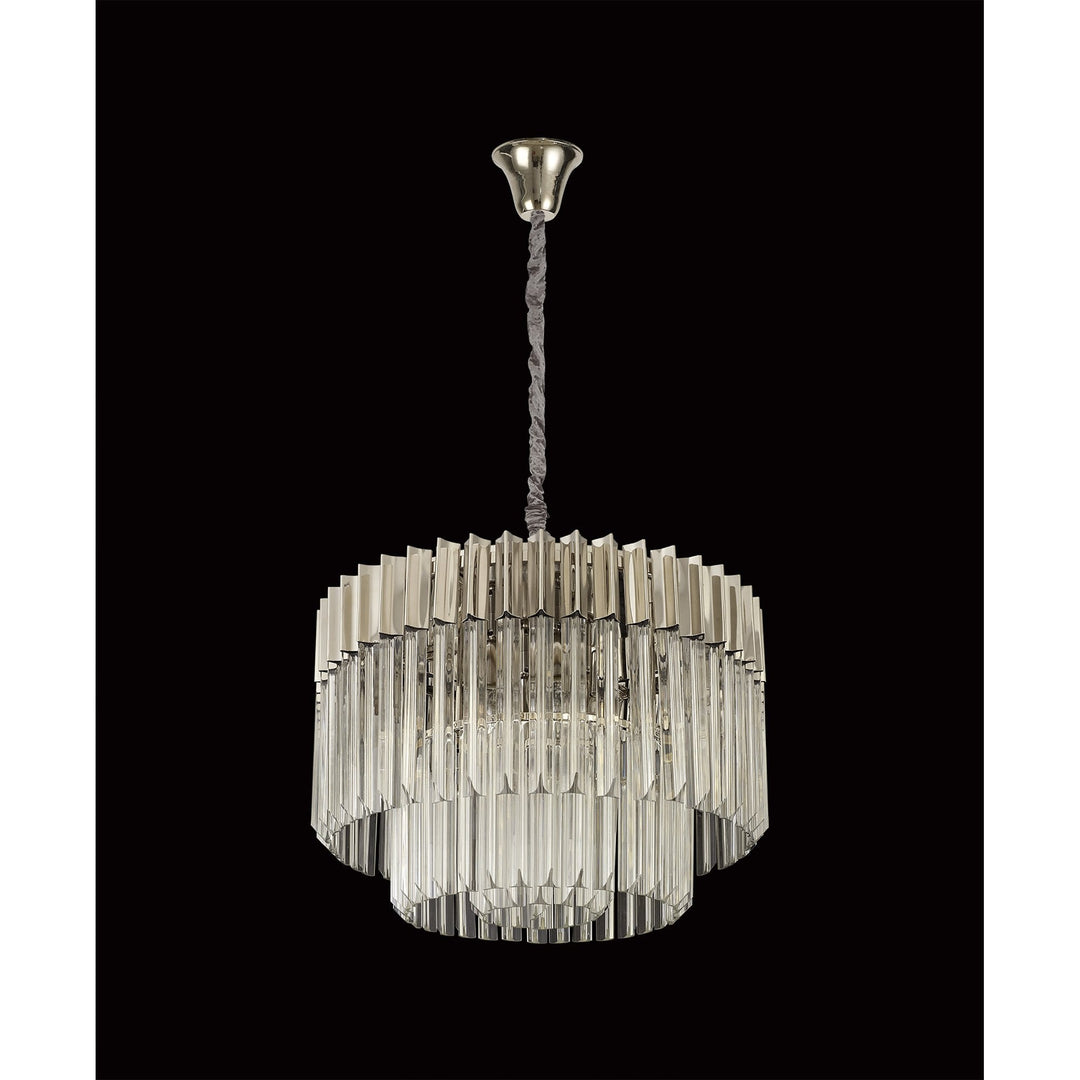 Nelson Lighting NL82369 | Kobra Pendant Round 8 Light | Polished Nickel/Clear Glass