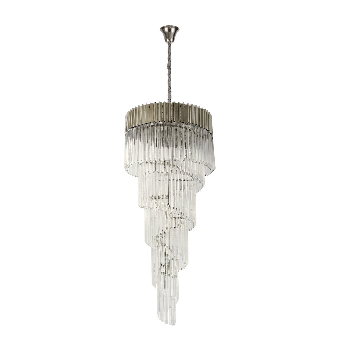 Nelson Lighting NL82439 Kobra Pendant Round 5 Tier 23 Light Polished Nickel/Clear Glass