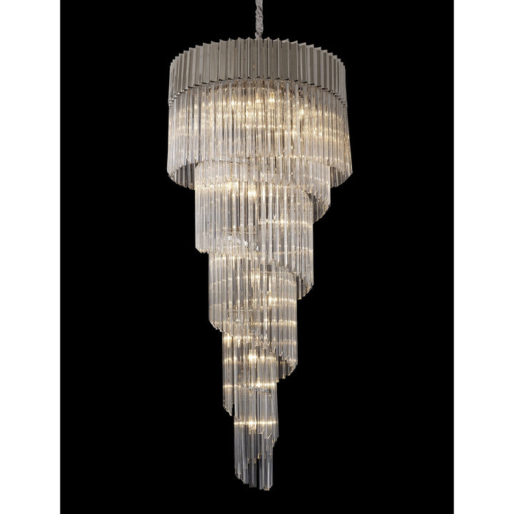 Nelson Lighting NL82439 Kobra Pendant Round 5 Tier 23 Light Polished Nickel/Clear Glass