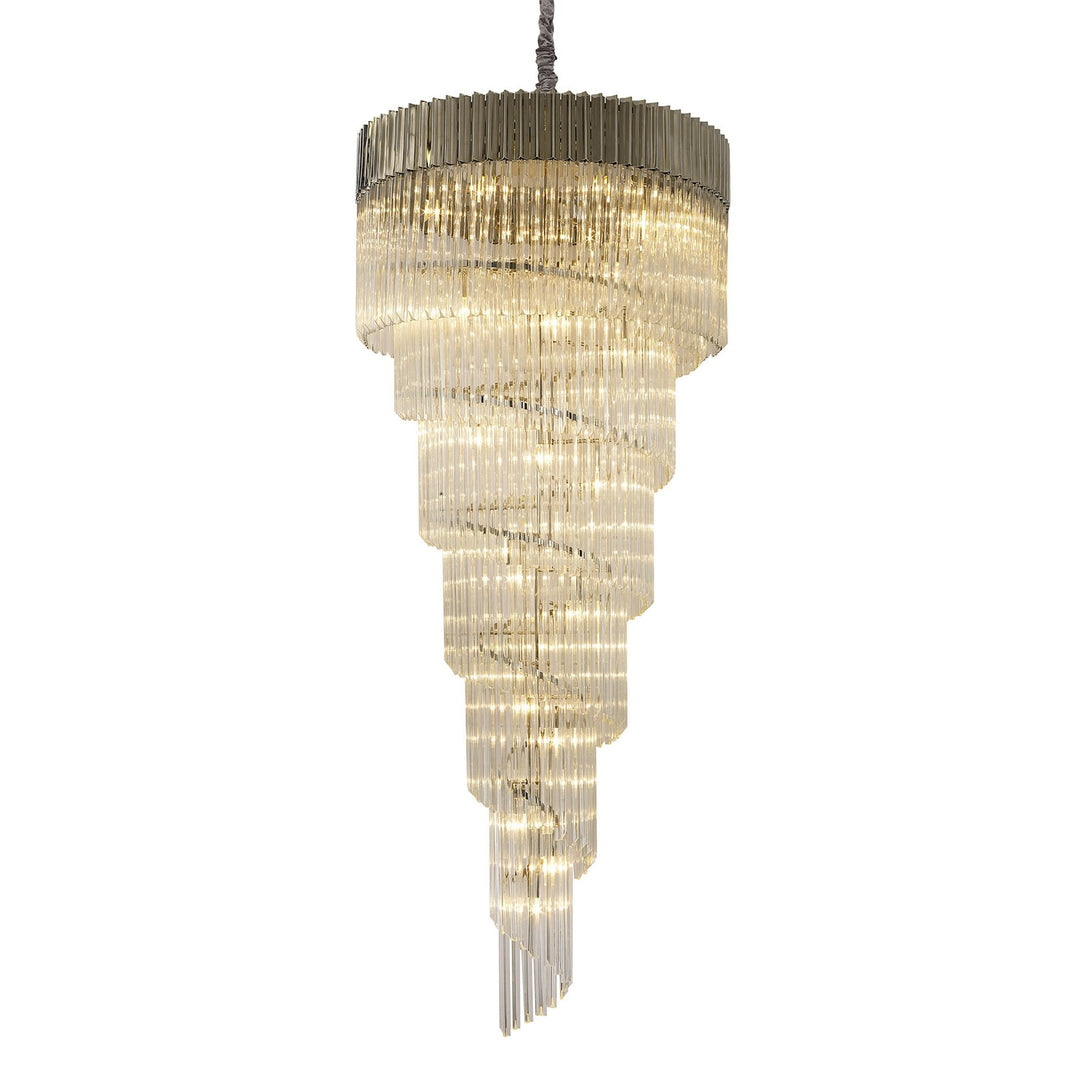 Nelson Lighting NL82449 Kobra Pendant Round 7 Tier 31 Light Polished Nickel/Clear Glass