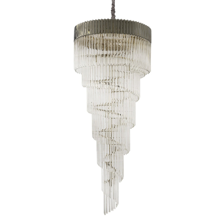 Nelson Lighting NL82449 Kobra Pendant Round 7 Tier 31 Light Polished Nickel/Clear Glass