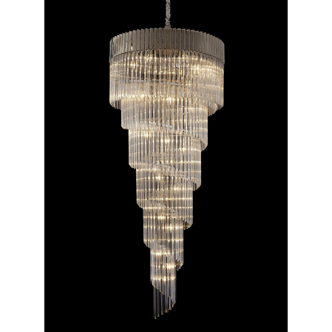 Nelson Lighting NL82449 Kobra Pendant Round 7 Tier 31 Light Polished Nickel/Clear Glass