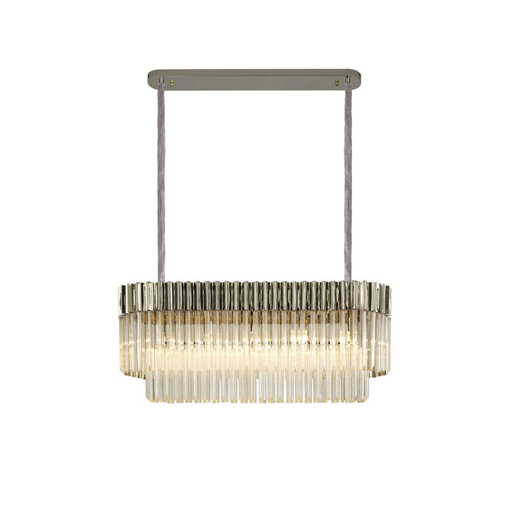 Nelson Lighting NL82459 Kobra Pendant Rectangle 5 Light Polished Nickel/Clear Glass