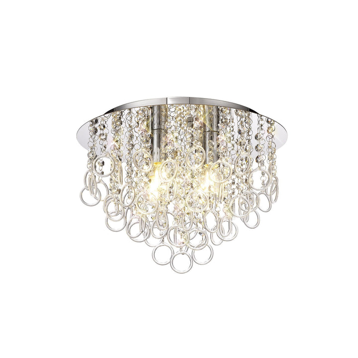 Nelson Lighting NL81319 Loopy Ceiling 4 Light Polished Chrome/Crystal