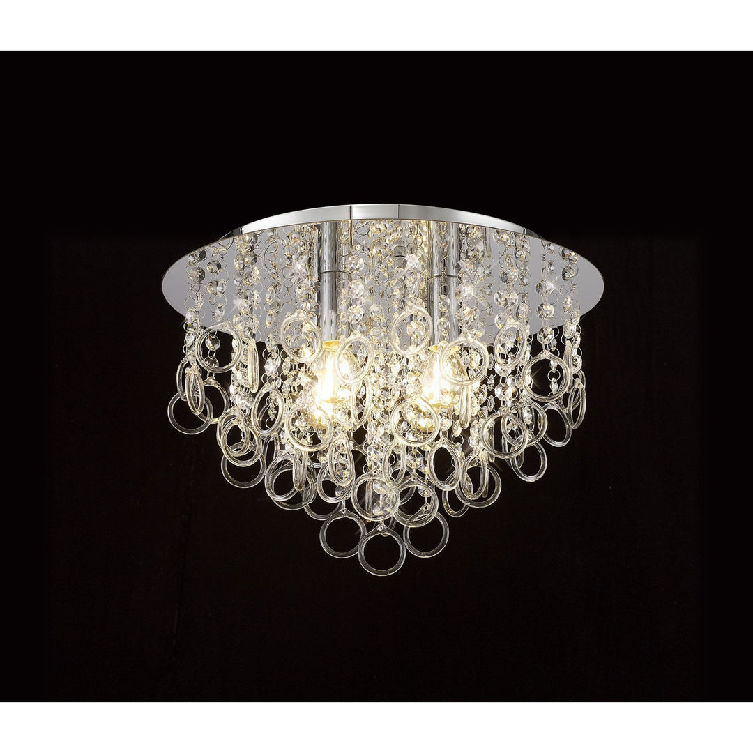 Nelson Lighting NL81319 Loopy Ceiling 4 Light Polished Chrome/Crystal