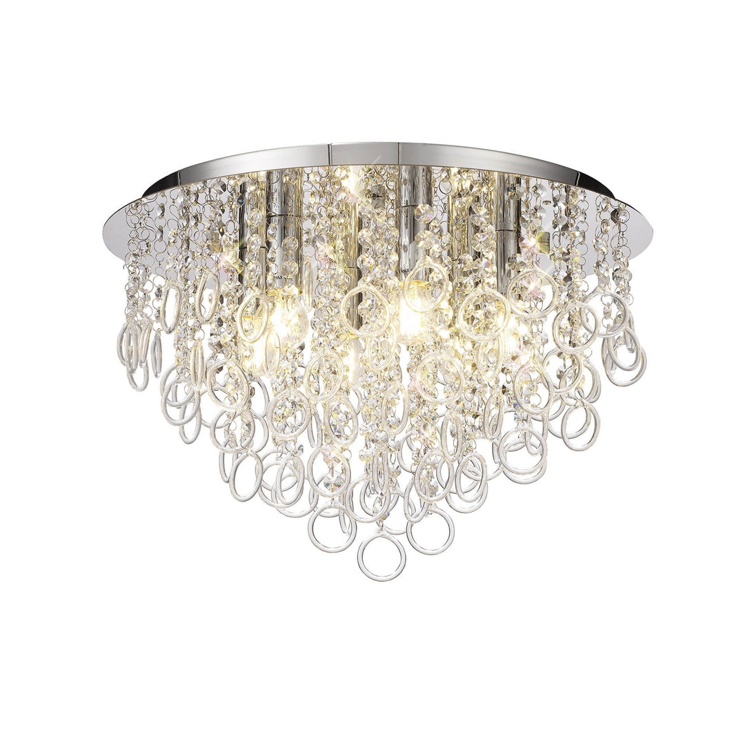Nelson Lighting NL81329 Loopy Ceiling 6 Light Polished Chrome/Crystal