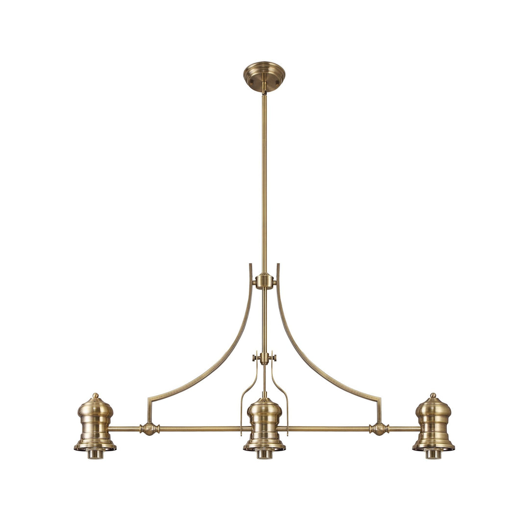 Nelson Lighting NL81239 Louis Frame Only Linear Pendant 3 Light Antique Brass