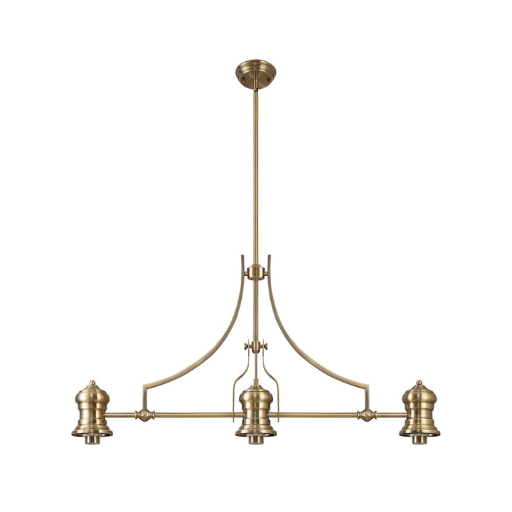 Nelson Lighting NL81239 Louis Frame Only Linear Pendant 3 Light Antique Brass