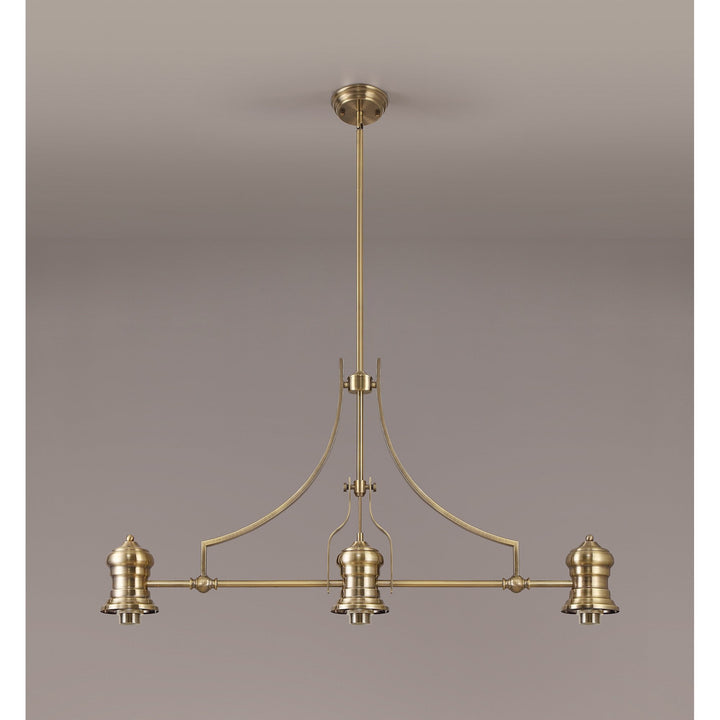 Nelson Lighting NL81239 Louis Frame Only Linear Pendant 3 Light Antique Brass