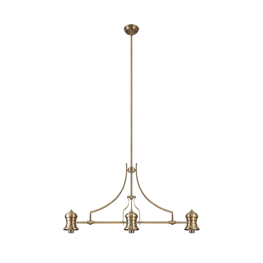 Nelson Lighting NL81239 Louis Frame Only Linear Pendant 3 Light Antique Brass