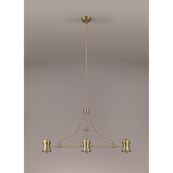 Nelson Lighting NL81239 Louis Frame Only Linear Pendant 3 Light Antique Brass