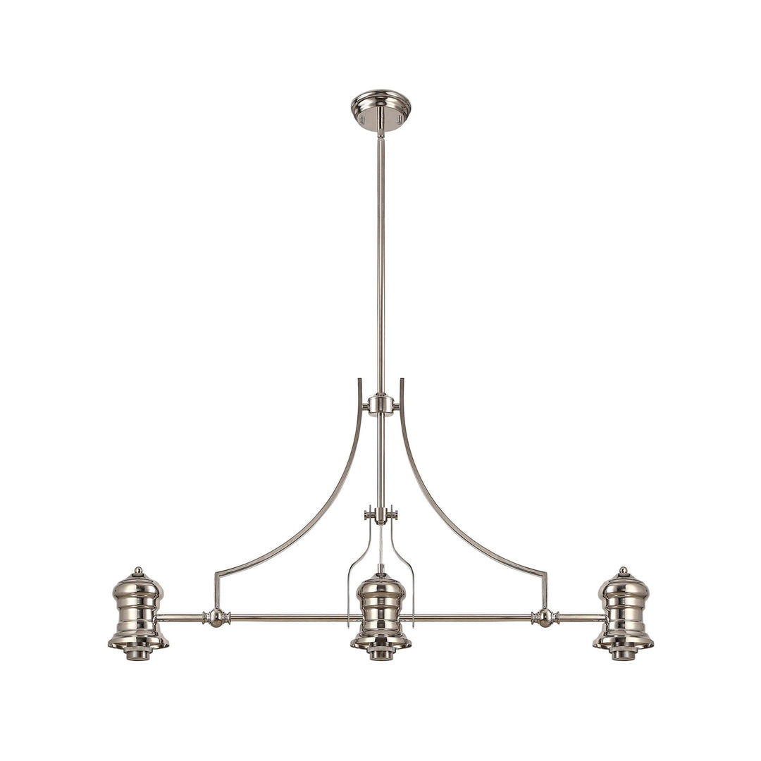 Nelson Lighting NL81249 Louis Frame Only Linear Pendant 3 Light Polished Nickel