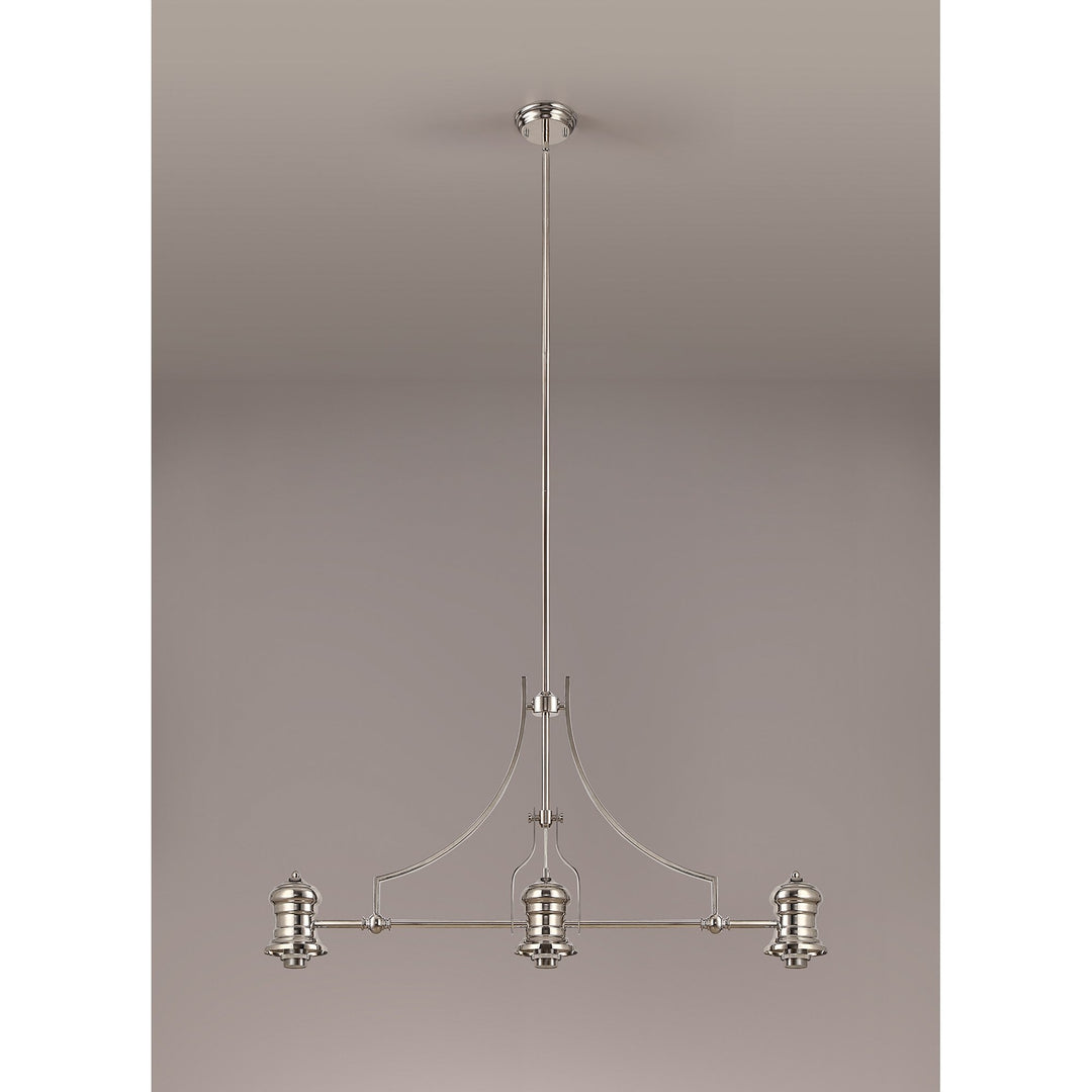 Nelson Lighting NL81249 Louis Frame Only Linear Pendant 3 Light Polished Nickel