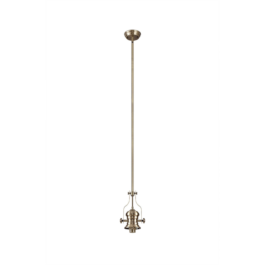 Nelson Lighting NLK01179 Louis 1 Light Telescopic Pendant With 30cm Bell Glass Shade Antique Brass/Clear