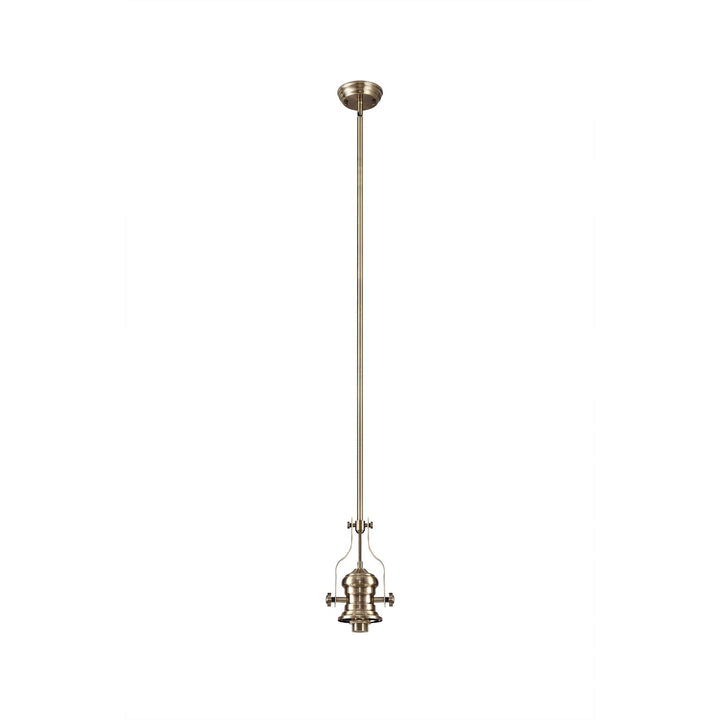 Nelson Lighting NLK01179 Louis 1 Light Telescopic Pendant With 30cm Bell Glass Shade Antique Brass/Clear